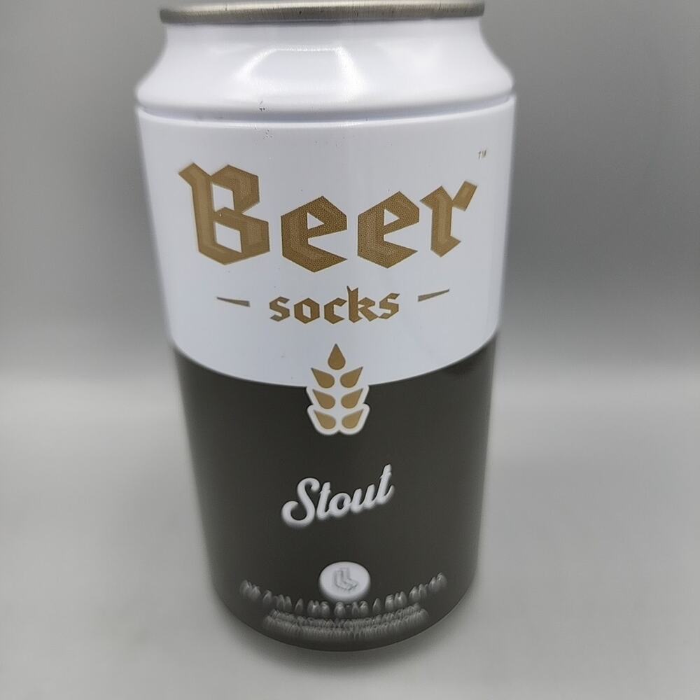Luckies Stout Beer Socks In A Can Mens US Sz 8-12 One Pair MID Calf Unopened